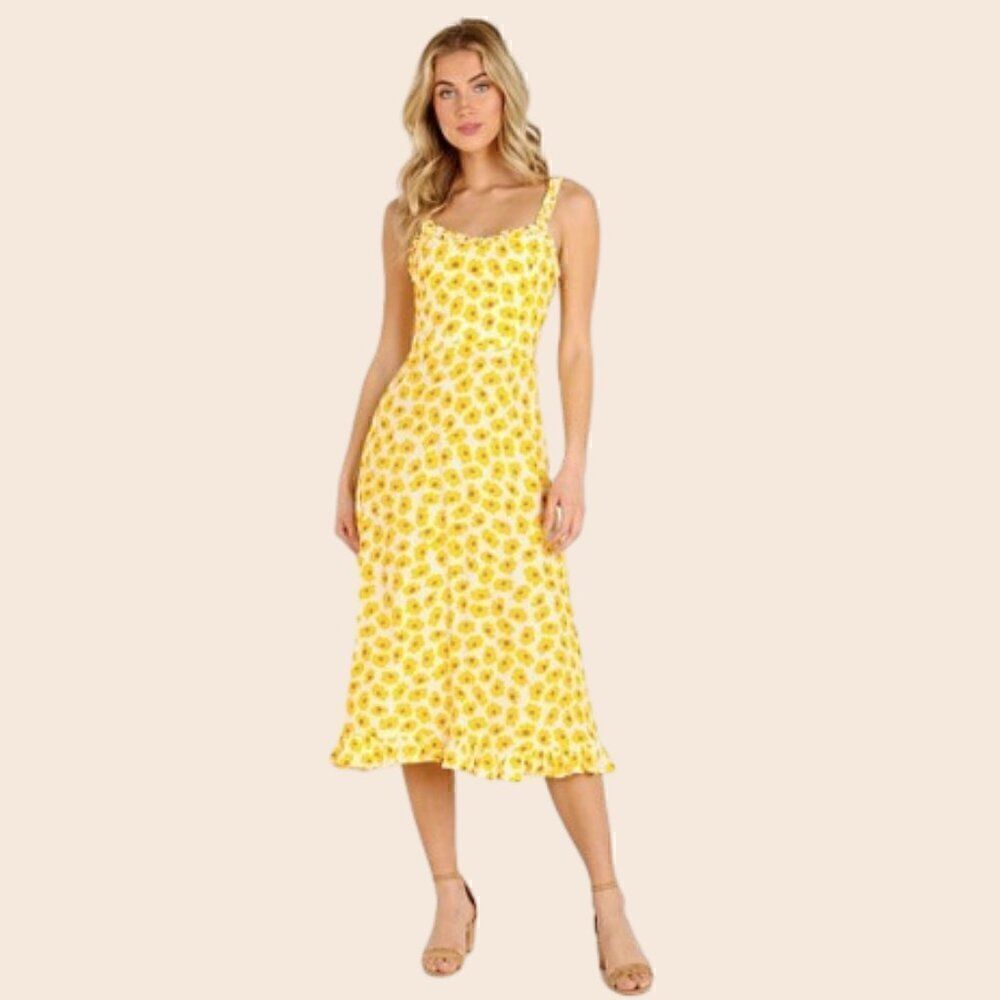 Faithfull the Brand Noemie Midi Dress Constance Floral Print Size Small
